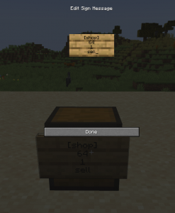 Sign for creating a sell shop